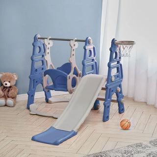 Neo 4-in-1 Blue Kids Playset Toddler Slide, Swing, Stairs and Hoop