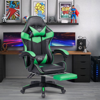 Neo Green/Black Massage Leather Gaming Chair with Footrest