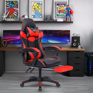 Neo Red/Black Massage Leather Gaming Chair With Footrest