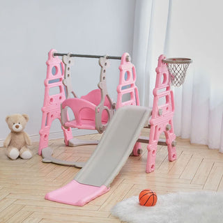 Neo 4-in-1 Pink Kids Playset Toddler Slide, Swing, Stairs and Hoop