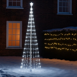 Neo 10ft White Waterfall LED Outdoor Christmas Tree Light Cascading Star Tree with 5m Lead Multi Function Modes Garden & Patio