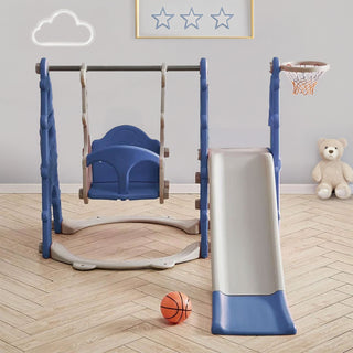 Neo 4-in-1 Blue Kids Playset Toddler Slide, Swing, Stairs and Hoop