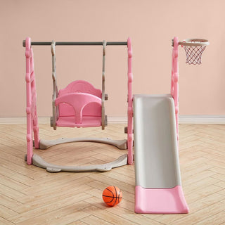 Neo 4-in-1 Pink Kids Playset Toddler Slide, Swing, Stairs and Hoop