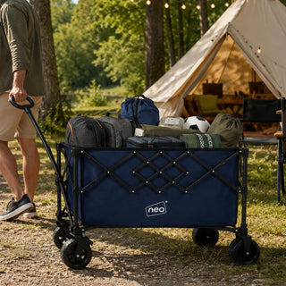 Neo Heavy Duty Folding Wagon Cart 300L Adjustable Handle - Navy