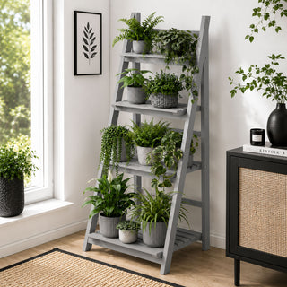 Neo Grey 4 Tier Wooden Foldable Plant Stand