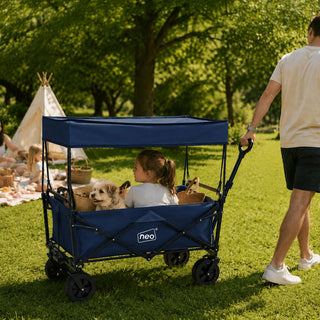 Neo Folding Wagon Canopy Garden Cart 110L 120kg - Navy
