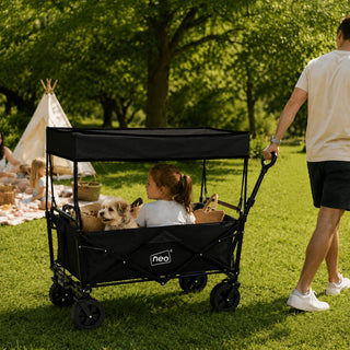 Neo Folding Wagon Canopy Garden Cart 110L 120kg - Black