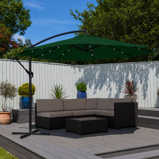 Neo Green Outdoor Freestanding Parasol with Led Lights 3 Metre