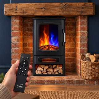Neo 2000W Black Freestanding Fire Smart Electric Fireplace WiFi Remote Control