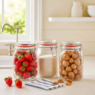 Neo 1L Pack of 3 Canisters with Airtight Silicone Seal Lids