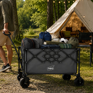 Neo Heavy Duty Folding Wagon Cart 300L Adjustable Handle - Grey