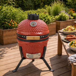 Neo Red Cinnabar Red Kamado 13" Ceramic Mini BBQ Grill