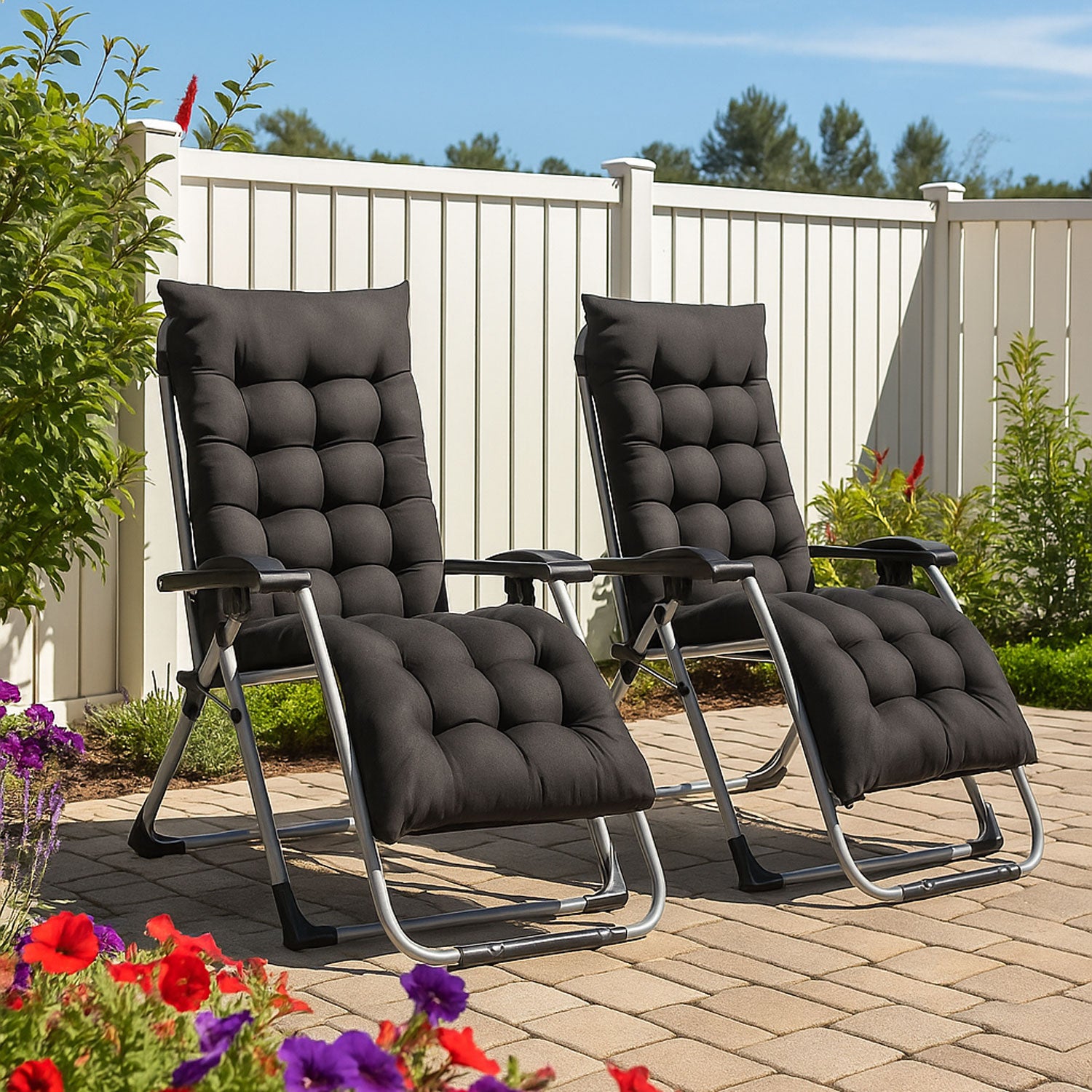 Neo Black Garden Loungers Buy Folding Sun Lounger Two Neo Black