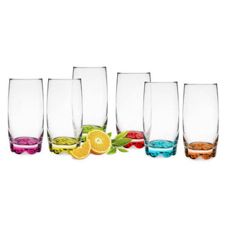 Neo 6x Multicolour 390ml Highball Glasses