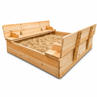 Neo Outdoor Wooden Kids Sandbox Sandpit Folding Bench Lid