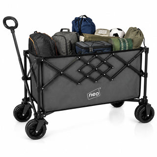 Neo Heavy Duty Folding Wagon Cart 300L Adjustable Handle - Grey