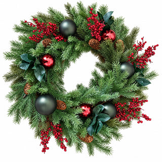 Neo Luxury Artificial Christmas Wreath Red Berries Baubles