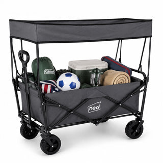 Neo Folding Wagon Canopy Garden Cart 110L 120kg - Grey