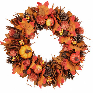 Neo Autumn Door Wall Wreath Pumpkins Berries 50 cm