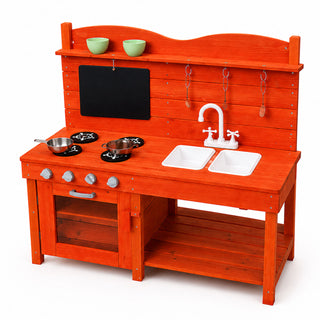 Neo Wooden Outdoor Mud Kitchen Kids Garden Play Double Sink