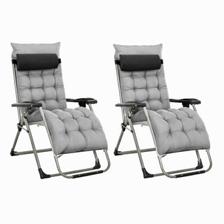 Neo Grey Zero Gravity Sun Lounger With Padded Cushions Set of Two