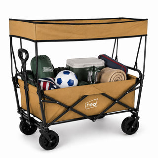 Neo Folding Wagon Canopy Garden Cart 110L 120kg - Khaki
