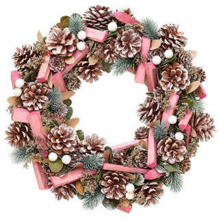 Neo Christmas Frosted White Pink Berries Wreath