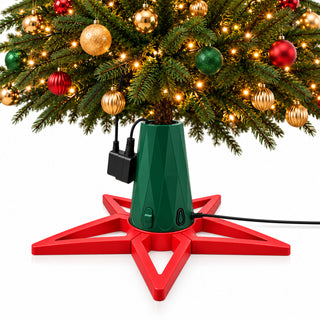 Neo Green & Red Rotating Christmas Tree Stand