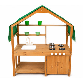 Neo Wooden Outdoor Mud Kitchen for Kids Working Sink Play Stove