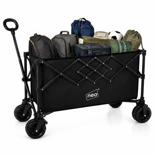 Neo Heavy Duty Folding Wagon Cart 300L Adjustable Handle - Black