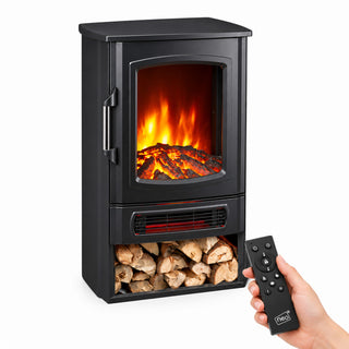 Neo Black 2000W Electric Heater with Realistic Flame Remote Control