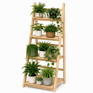 Neo Natural 4 Tier Wooden Foldable Plant Stand