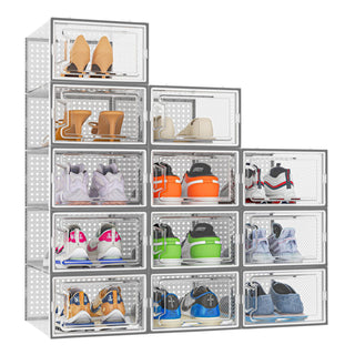 Neo Grey 12 pcs Transparent Large Shoe Storage Boxes