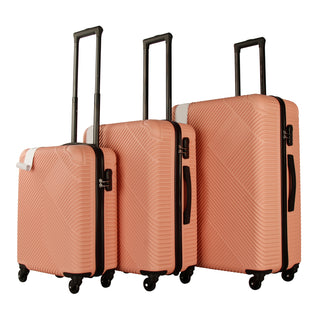 Neo Rose Pink 3 Piece Hard Shell Luggage Suitcase Set