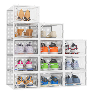 Neo White 12 pcs Transparent Large Shoe Storage Boxes