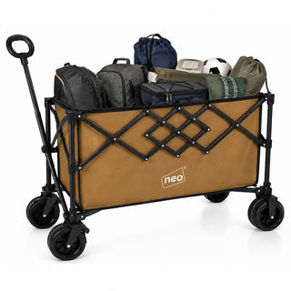 Neo Heavy Duty Folding Wagon Cart 300L Adjustable Handle - Khaki
