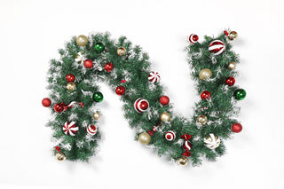 Neo 2m Candy Cane Baubles Garland Festive Foliage Garland Wreath PVC Christmas Decoration