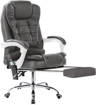 Neo Dark Grey Faux Leather Office Chair With Footrest & Massage Function