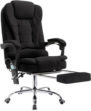 Neo Office Chair Black Fabric Footrest & Massage Function Steel Frame