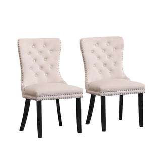 Neo 2 Natural Studded Velvet Dining Chairs