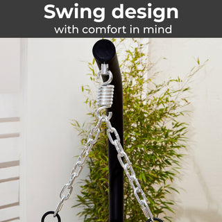 Neo Black Hanging Swing Egg Chair With Cushions
