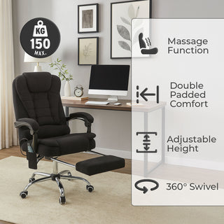 Neo Office Chair Black Fabric Footrest & Massage Function Steel Frame