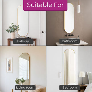 Neo Gold Wall Mirror Metal Frame Framed Full Length Vertical Hanging Home Modern Dressing Bedroom Hallway Dressing Room