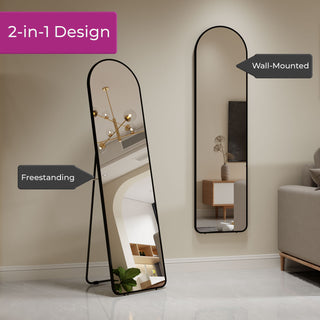 Neo Black Full Length Mirror 40x150cm with Metal Frame HD Dressing Wall Mounted Free Standing Floor for Bedroom Hallway Living Room Wardrobe