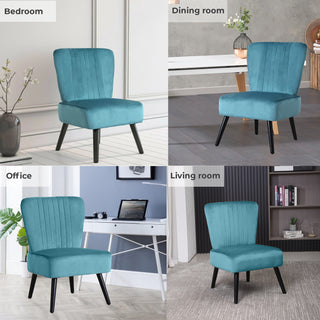 Neo Ragusa Teal Crushed Velvet Shell Accent Chair