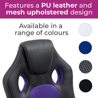 Neo Purple/Black Leather Mesh PC Gaming Office Chair