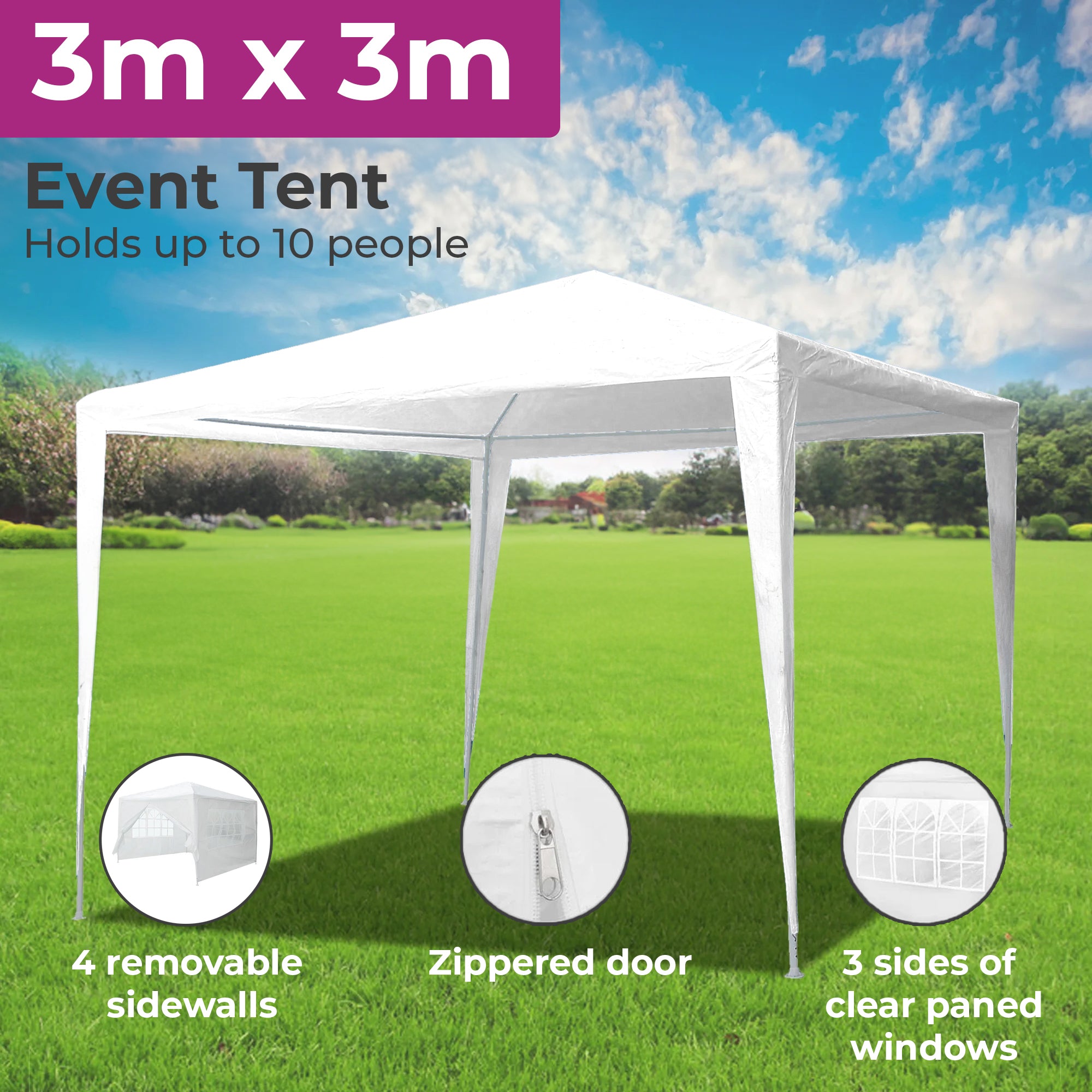neo tent Neo White Light Weight Event Gazebo Canopy Marquee Tent 3m x 3m – Neo Direct