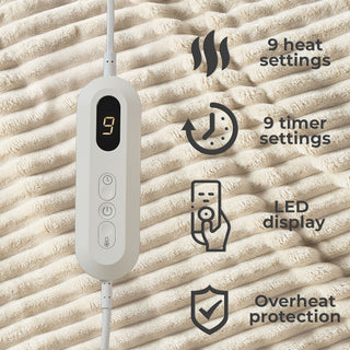 Neo Natural Electric Blanket Heated Fleece Overblanket Throw