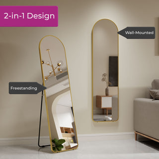 Neo Gold Full Length Mirror 40x150cm with Metal Frame HD Dressing Wall Mounted Free Standing Floor for Bedroom Hallway Living Room Wardrobe