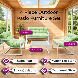 Neo Green 4 Piece Outdoor Metal Patio Garden Furniture Set